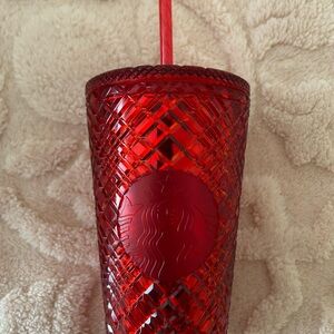 Red Tumbler with Straw